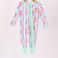 Green bow christmas tree bamboo zipper romper