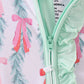 Green bow christmas tree bamboo zipper romper
