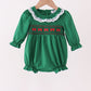 Forest bow smocked ruffle bubble