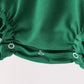 Forest bow smocked ruffle bubble