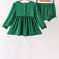 Forest bow smocked ruffle bloomer set