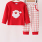Red Santa Applique Plaid Pants Set