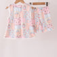 Pink pumpkin ruffle shorts set