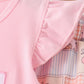 Pink pumpkin ruffle skorts set
