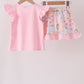 Pink pumpkin ruffle skorts set