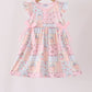 Pink pumpkin print ruffle dress