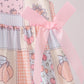 Pink pumpkin print ruffle dress