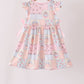 Pink pumpkin print ruffle dress