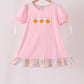Pink pumpkin embroidery ruffle dress
