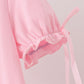 Pink pumpkin embroidery ruffle dress