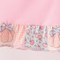 Pink pumpkin embroidery ruffle dress
