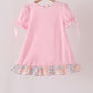 Pink pumpkin embroidery ruffle dress