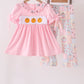 Pink pumpkin embroidery ruffle pants set