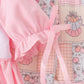 Pink pumpkin embroidery ruffle pants set