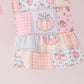 Pink pumpkin embroidery ruffle pants set