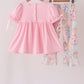 Pink pumpkin embroidery ruffle pants set
