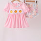 Pink pumpkin embroidery ruffle bloomer set