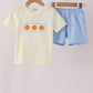 Yellow stripe pumpkin embroidery shorts set