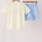 Yellow stripe pumpkin embroidery shorts set