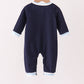 Navy Airplane Embroidery Romper