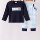 Navy Airplane Embroidery Pants Set