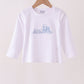 Blue train embroidery top