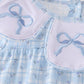 Blue bow embroidery bubble