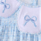 Blue bow embroidery pants set