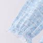 Blue bow embroidery pants set
