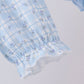 Blue bow embroidery bloomer set