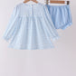 Blue bow embroidery bloomer set