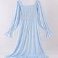 Blue floral smocked mom dress