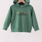 Green construction vehicle embroidery hoodie