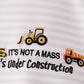 Gray stripe construction vehicle embroidery romper