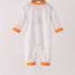 Gray stripe construction vehicle embroidery romper
