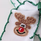 Forest reindeer embroidery crochet edge hair bow