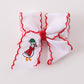 Red goose embroidery crochet edge hair bow