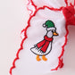 Red goose embroidery crochet edge hair bow