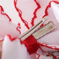 Red goose embroidery crochet edge hair bow
