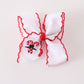 Red candy cane embroidery crochet edge hair bow