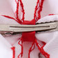 Red gingerbread embroidery crochet edge hair bow