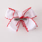 Red reindeer embroidery crochet edge hair bow