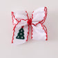 Red christmas tree embroidery crochet edge hair bow