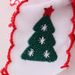 Red christmas tree embroidery crochet edge hair bow