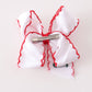 Red christmas tree embroidery crochet edge hair bow