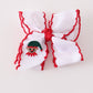 White snowman embroidery crochet edge hair bow