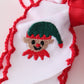 White snowman embroidery crochet edge hair bow