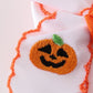 Orange Jack-O-Lantern embroidery crochet edge hair bow