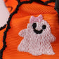 Orange ghost embroidery crochet edge hair bow