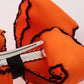 Orange ghost embroidery crochet edge hair bow